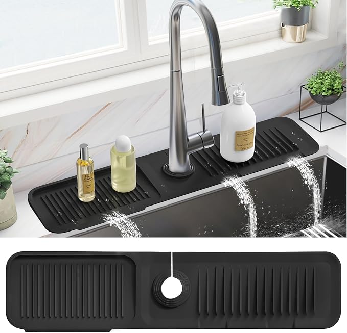 PoYang 23.6 Inch Silicone Sink Splash Guard, Kitchen Sink Mat, Keeps Faucet by PoYang