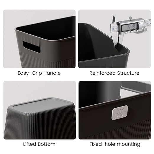 JOYMOOP Slim Trash Can 3-Pack, 2.2 Gallon Plastic Wastebasket - Image 5