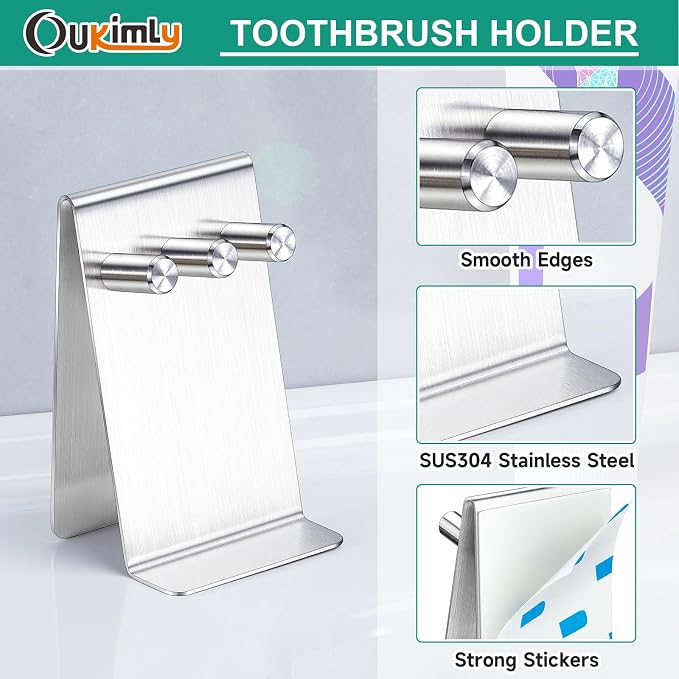 Electric Toothbrush Head Holder Adhesive or Tabletop, Tooth Brush Holder - Image 3