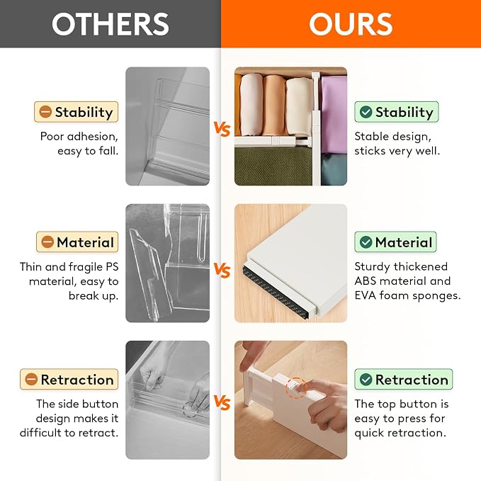 Lifewit 4" High Upgrade Drawer Divider, Adjustable Drawer Organizer Clothes | - Image 4