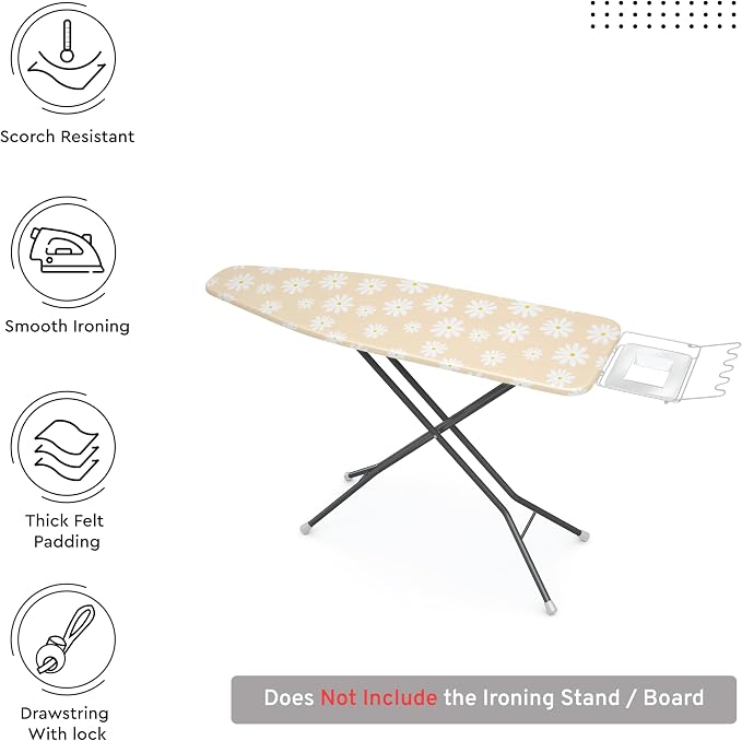 Encasa XO Ironing Board Cover and Pad, Thick Felt 54"x18" - Image 3