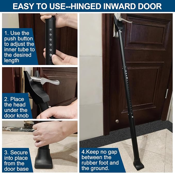 Rerishom Door Security Bar, Heavy Duty Door Stopper Jammer - Image 5
