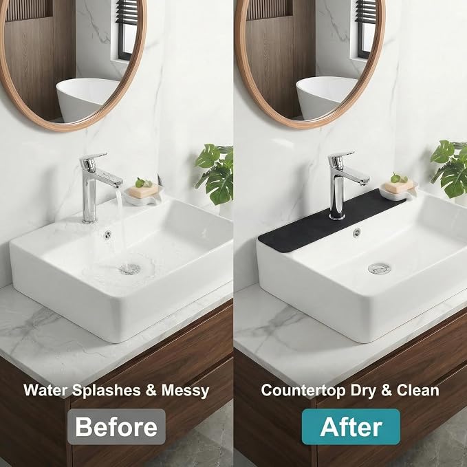 33 Lx5.5 W Long Kitchen Sink Faucet Mat: Customizable Black Splash Guard - Image 7
