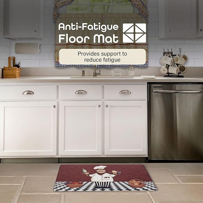 Anti-Fatigue Floor Comfort Mat - 18 x 30 Inch (Cucina) - Waterproof Non-Slip Rug - Easy to Clean Cushioned Mat for Kitchen, Bathroom, Standing Desk & Office - Achim Home Decor (Pack of 2)
