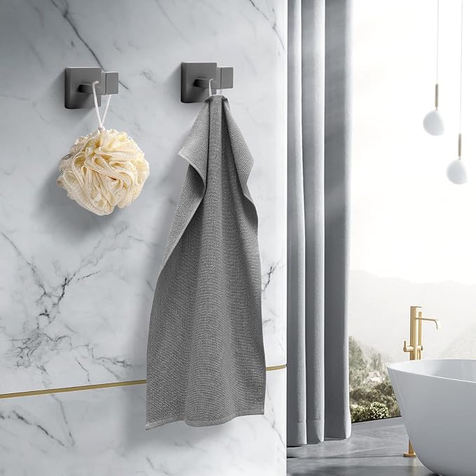 Towel Hooks for Bathrooms, Heavy Duty Stainless Steel Bathroom Hooks | Square - Image 3
