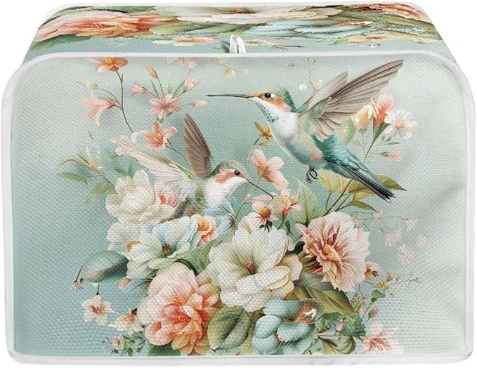 Hummingbird Flower Print 4 Slice Toaster Cover Appliance Dust-proof Bread Maker Cover Kitchen Accessories Decor