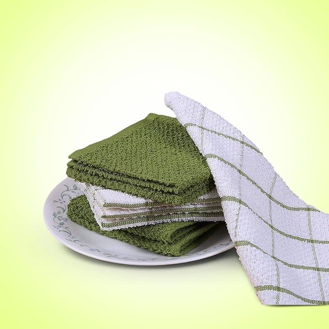 AMOUR INFINI Cotton Kitchen Dish Cloths Set of 8 – Highly Absorbent, Super Soft - Image 6