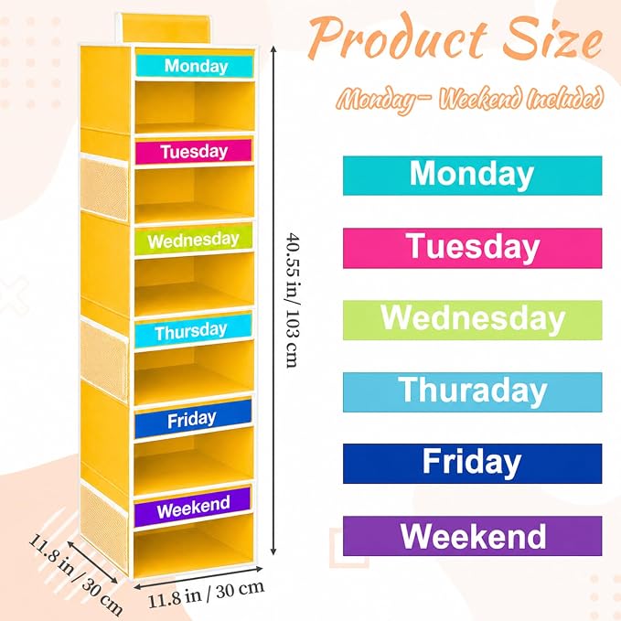 Weekly Clothes Organizer for Closet, 6-Shelf Hanging Closet Organizer - Image 3