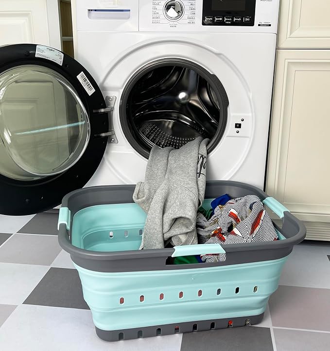 SAMMART 42 Collapsible Plastic Laundry Basket, Foldable Pop Up Storage - Image 2