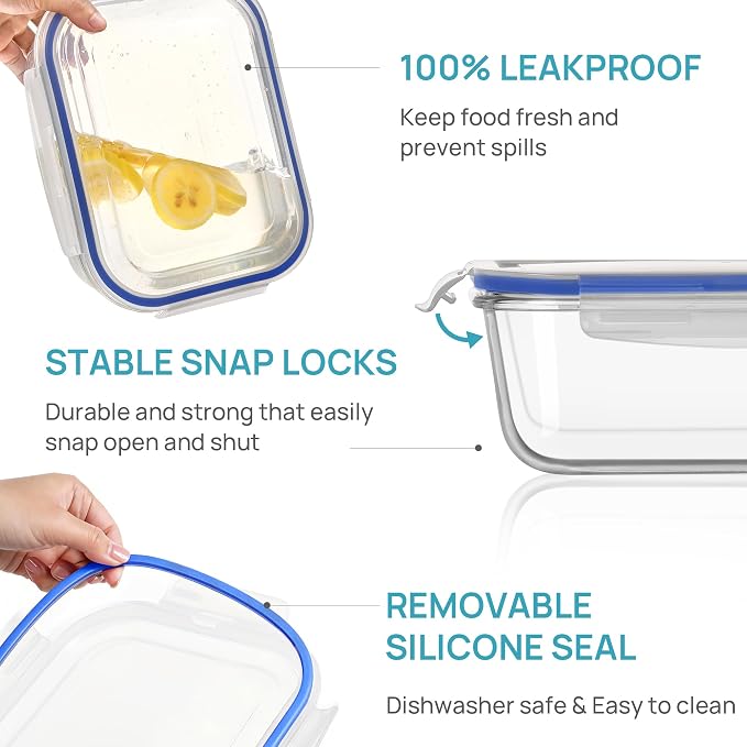 Vtopmart 2Pack 2260ml/76.4oz Extra Large Glass Storage Containers, Dishwasher - Image 6