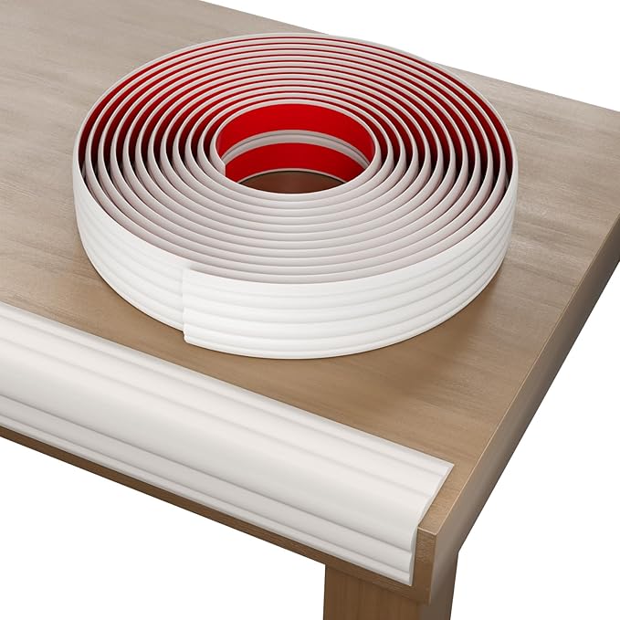 Wall Corner Protector & Edge Guard，Peel and Stick Wall Trim Moulding Inside & Outside Corner Molding Trim Caulk Strip, Self Adhesive Trim for Wall Edge,Ceiling,Countertop, 2.36” W x40’ L, White