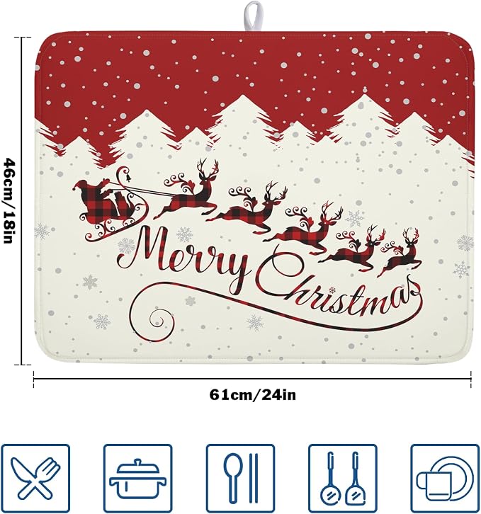 Christmas Moose Dish Drying Mat 18x24 - Image 2
