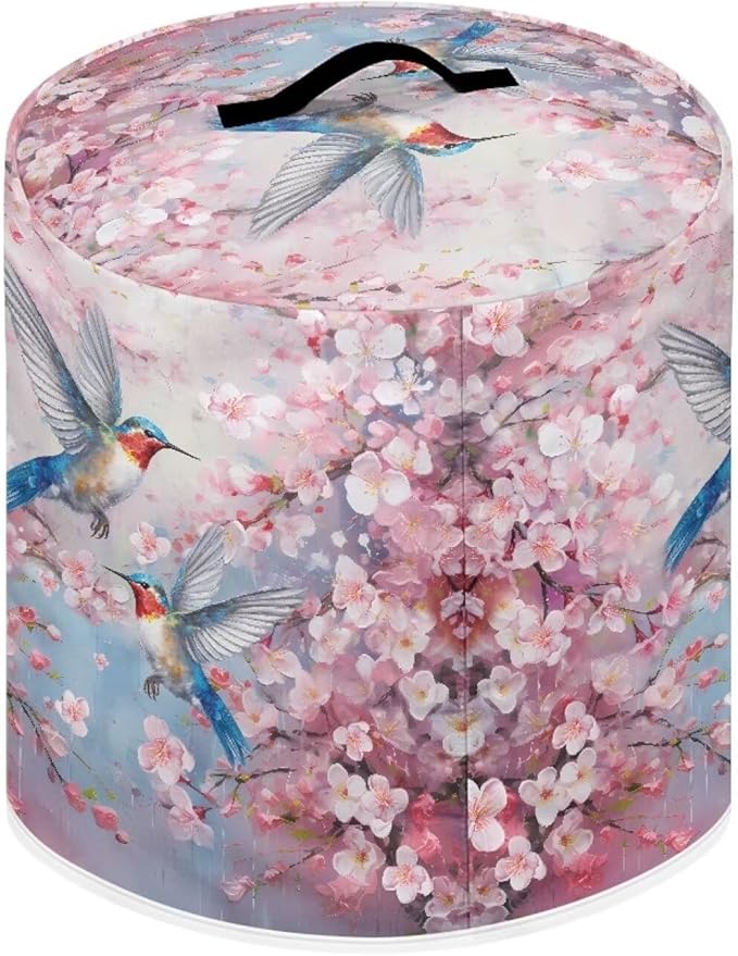 TODIYADDU Birds Cherry Blossoms Dust Cover for Electric Pressure Cooker Waterproof Air Fryer Cover Dust Cover with Storage Pocket and Handle Portable Instant Pot 3 Quart Pressure Cooker Cover Gifts