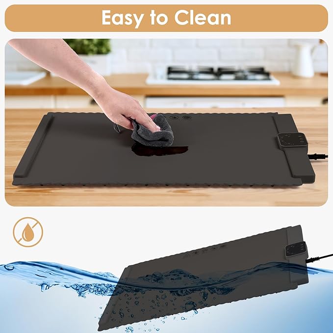 Food Warming Mat - 5 Temperature Settings, 4-Hour Timer, Child Lock, Flexible Silicone, Easy Clean, Multi-Use, Perfect for Home, Parties, and Picnics