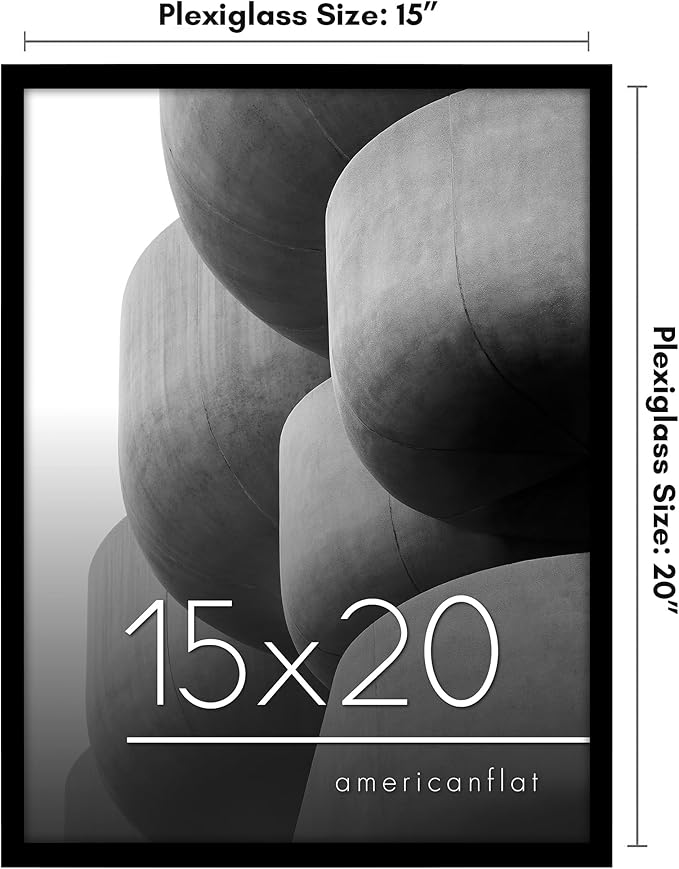 Americanflat 15x20 Picture Frame with Polished Plexiglass - Streamline Collection - Thin Border Picture Frame for Wall Display - Hanging Hardware Included - Black