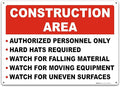 Brimar 14"x10" Construction Area Rules Sign - Aluminum, Weatherproof, Clear Rules and Guidelines, Essential Safety Signage for Construction Sites.
