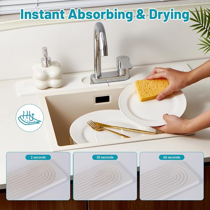 Stone Faucet Mat for Kitchen Sink Oval Hole Bathroom sink splash guard | - Image 6