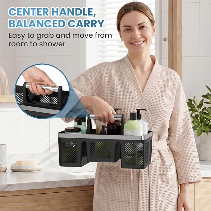 BYUNER 2Pack Plastic Shower Caddy: Portable Hard Bathroom Basket Tote - Image 4