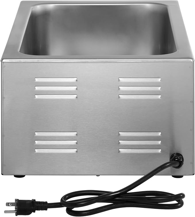 Kratos Commercial Electric Countertop Food Warmer | Portable Steam Table Food Warmer | 120V, 1200 Watts, Stainless Steel | Fits 12" x 20" Food Pans (28W-168)