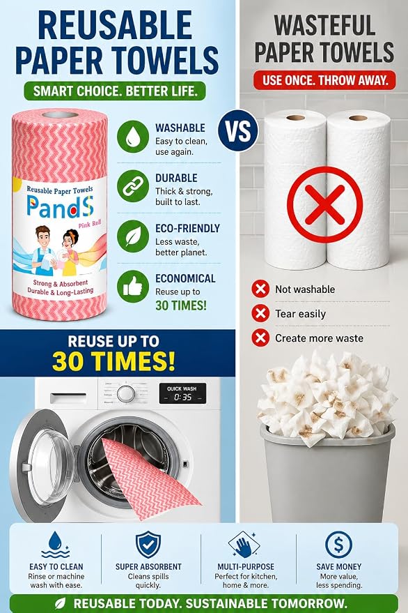 Washable Paper Towels Reusable 2 Pack, 120Ct Dish Cloths - Image 4