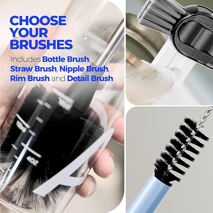 Holikme 12 Pack Bottle Brush Set, 3 Straw Brushes, Bottle Cleaning Brush - Image 5