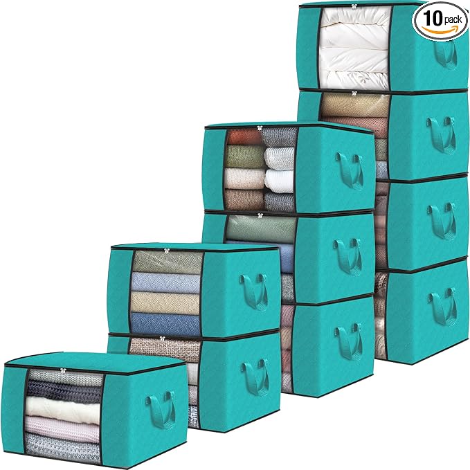 10 Pack Storage Bags for Clothes Blanket Storage Bins by Fabtotes