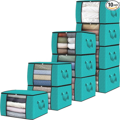 10 Pack Storage Bags for Clothes Blanket Storage Bins by Fabtotes