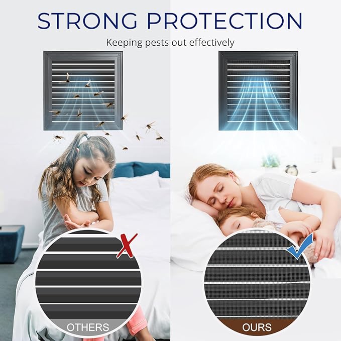 12" X 12" Gable Vent Aluminum Gable Vents for Houses Attic Vent Shed Vents Cover Exterior with Screen Mesh Alloy Wall Vent Ventilation for Home Garage Attic Ceiling - Vent Opening: 10" x 10" Black