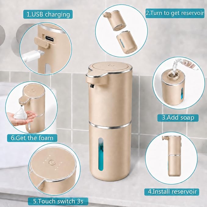 Automatic Liquid Soap Dispenser, Touchless Hand Soap Dispenser 13.5oz USB - Image 3
