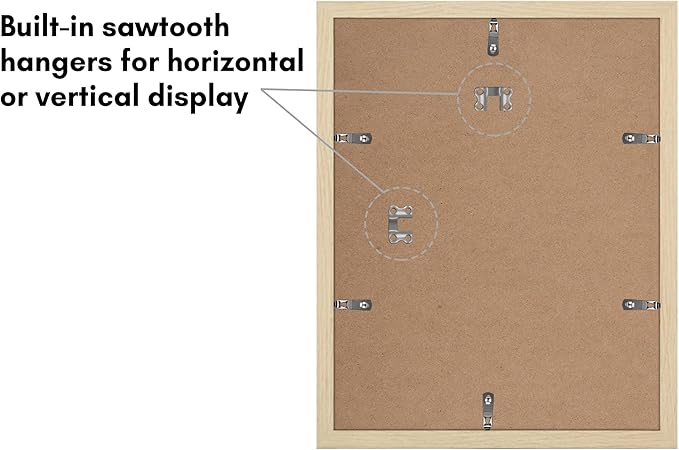 Americanflat 11x14 Picture Frame with Polished Plexiglass - Set of 5 - Use as 8x10 Frame with Mat or Display 11x14 Photo Without Mat - Galleria Collection - Picture Frames for Wall - Natural Oak