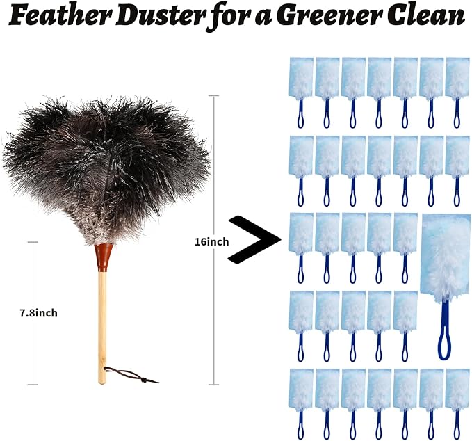 16 in Ostrich Feather Duster, Bamboo Handle, Natural ostrich feathers, Bamboo - Image 4
