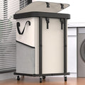 Laundry Basket with Wheels, 150L Leather Patchwork Rolling Hamper Carts by Unlockyourhomestoragelife