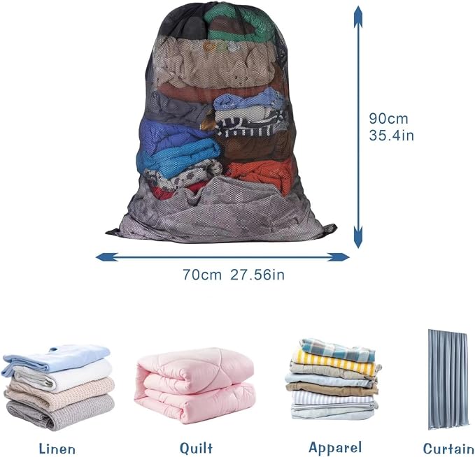 2-Pack Large Mesh Laundry Bag, 27x36 Inch Black - Image 2