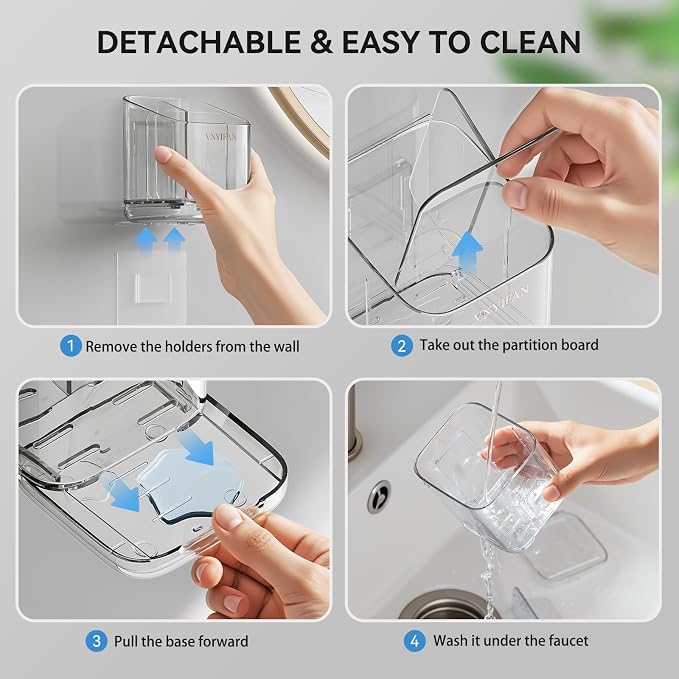 3 Slots Detachable Toothbrush Holders Wall Mounted - Image 7