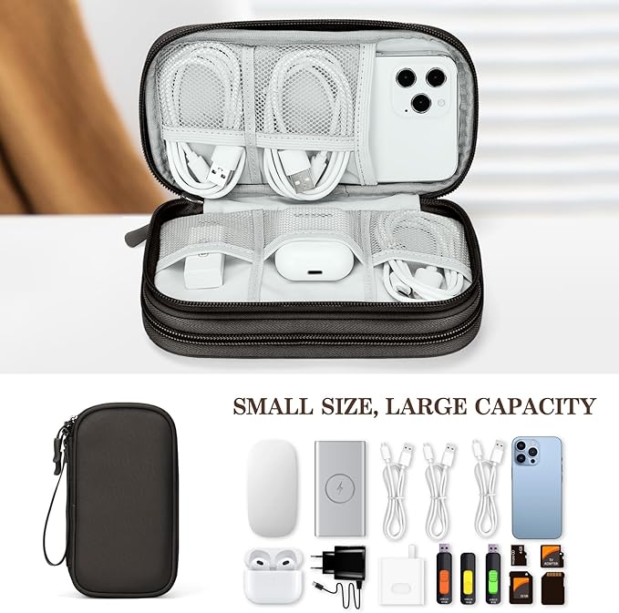 FYY Electronic Organizer, Travel Tech Pouch Bag, Cable Organizer Coffee | Wrist - Image 6