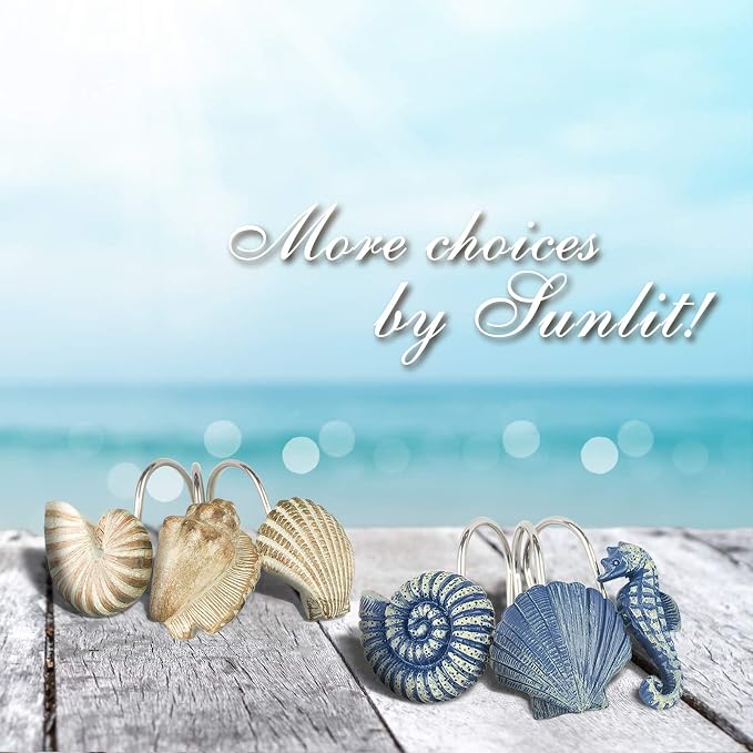 Sunlit Seashells Decorative Shower Curtain Hooks, Nautical Bathroom Decoration - Image 7