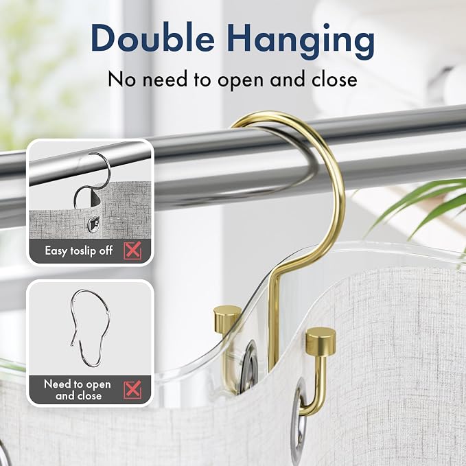 Bathway Shower Curtain Hooks Gold Shower Curtain Rings - Image 4