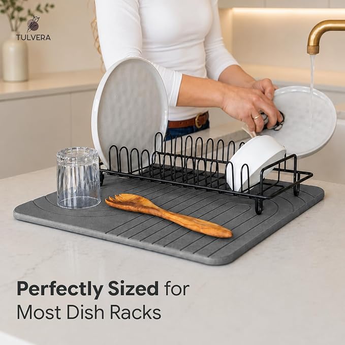 Stone Dish Drying Mat for Kitchen Counter – Diatomaceous Earth Drying Mat | - Image 4