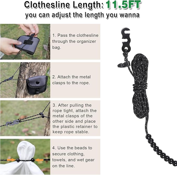 EXVITAL Portable Travel Clothesline Lightweight Camping Clothes Line - Image 6