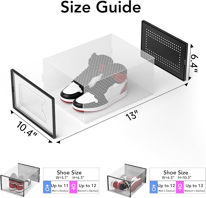 Foluck X-Large 15 Pack Shoe Storage Organizer Box Clear Plastic Stackable - Image 2