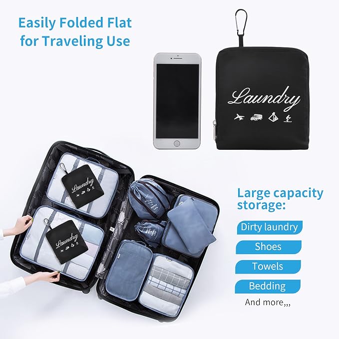 JHX Travel Laundry Bag, Dirty Clothes Organizer【Upgraded】with Handles and - Image 6