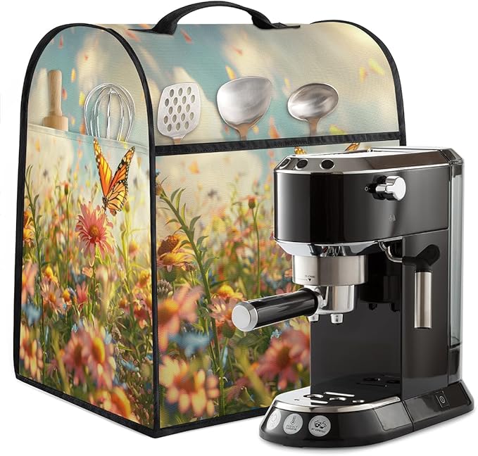 Kitchen Aid Mixer Cover Lovely Butterfly Flower Stand Mixer Cover Compatible with 6-8 Quarts Stand Mixers, Dust Covers with Zipper Pocket Foldable Washable Kitchen Aid Organizer Bag