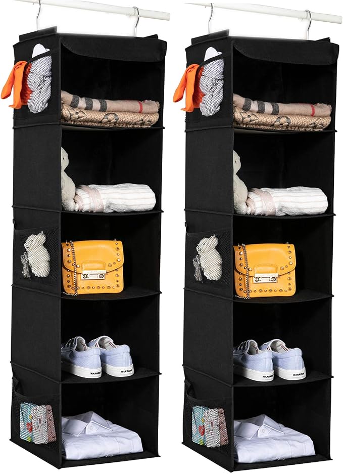 2 Pack Hanging Closet Organizer, 5 Shelves Hanging Storage by BrilliantJo