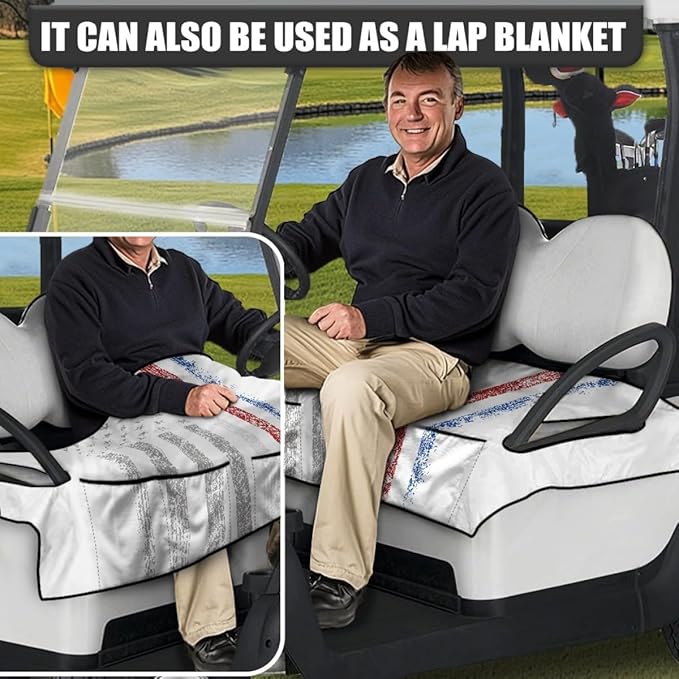 Waterproof Golf Cart Seat Cushion Cover with Soft Microfiber Surface and Non-Slip Backing, Designed to Keep Seats Clean and Comfortable Outdoors