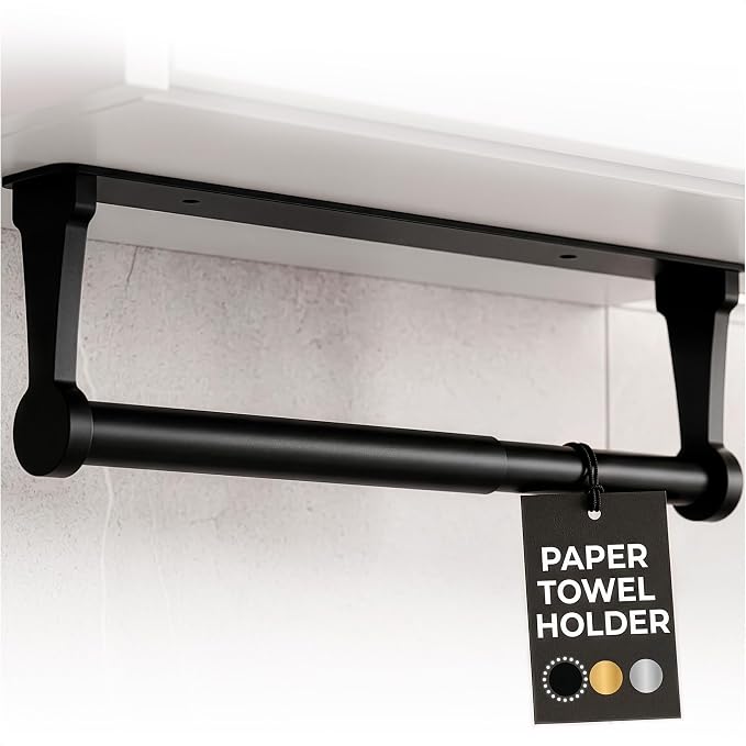 Black Paper Towel Holder Under Cabinet, Space-Saving by Lagarto