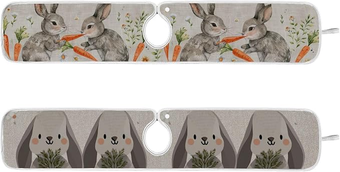 Cute Grey Bunny Carrot Daisy Sink Mat - Image 3