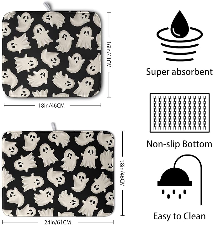 Cute Ghost Halloween Dish Drying Mat - Image 2