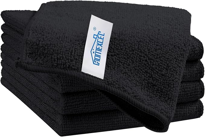 HOMEXCEL Black Cleaning Rags 5 Pack, Highly Absorbent Microfiber Cleaning Cloth by HOMEXCEL