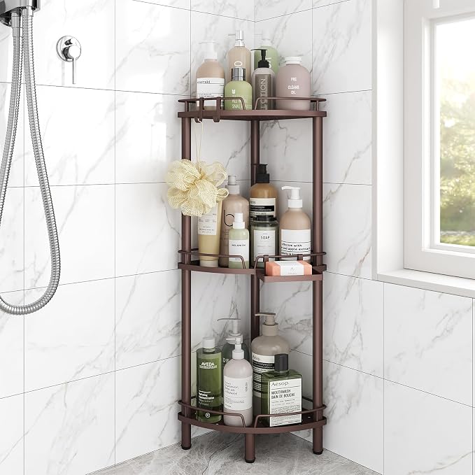 ELYKEN Corner Shower Caddy Standing, 3 Tier Metal Shower Organizer by ELYKEN