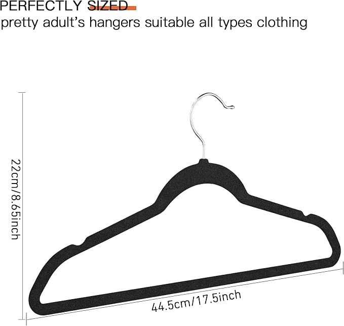 Black Velvet Hangers 20 Pack, Slim Space Saving Suit Hangers - Image 2